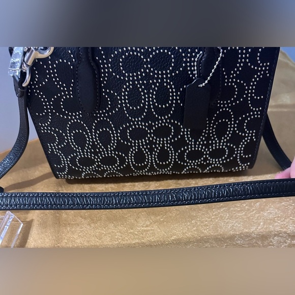 NWT Coach Nina Small Tote Bag With Signature Rivets CX266 Silver Black Studded - Picture 13 of 16